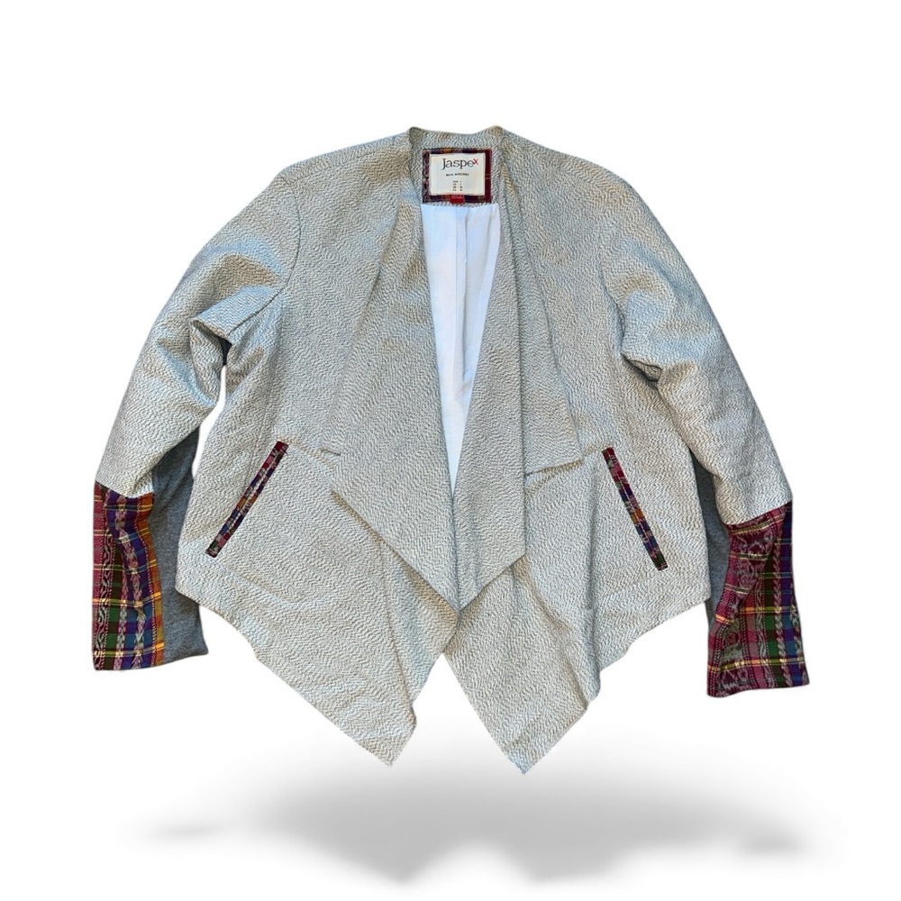 Jaspe Maya Moderno Waterfall Gray Jacket Guatemala Boho Size Large Art To Wear